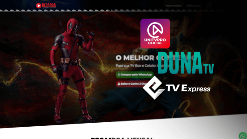 Site de códigos de recargas pronto para revenda de Unitv, DunaTV e TV Express