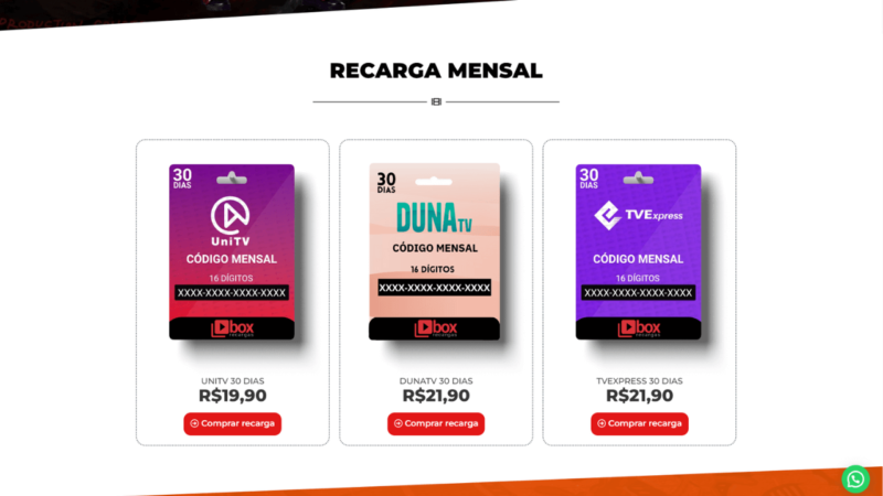 Site de códigos de recargas pronto para revenda de Unitv, DunaTV e TV Express - Image 2