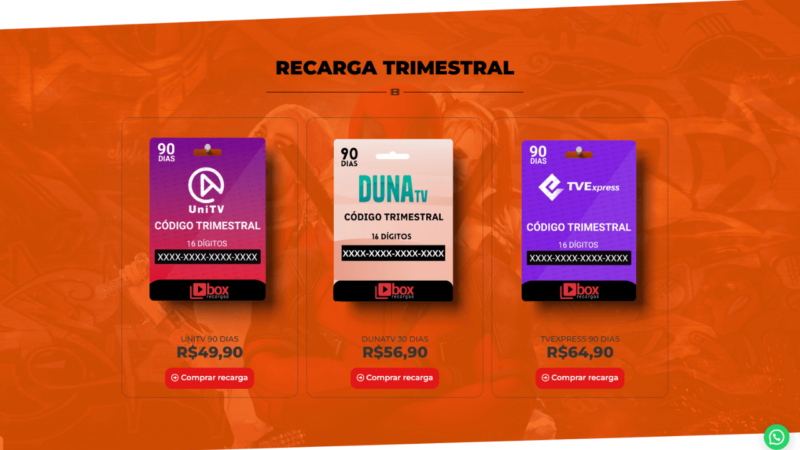 Site de códigos de recargas pronto para revenda de Unitv, DunaTV e TV Express - Image 3